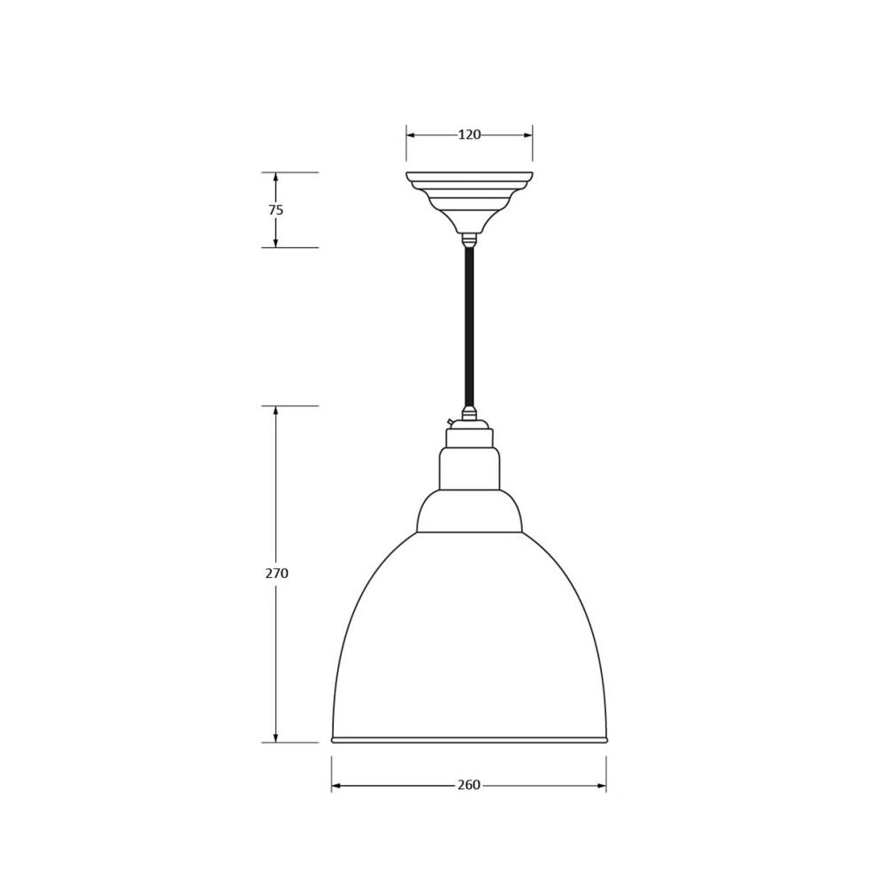 Dimensions for the hammered brass Brindley pendant light