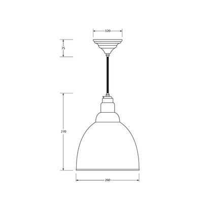 Dimensions for the hammered brass Brindley pendant light