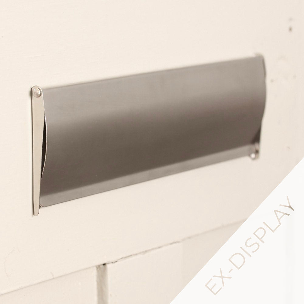 Ex display satin nickel internal letter tidy on a pale cream background with an ex-display watermark in the corner