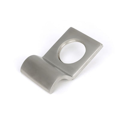 Front view satin stainless steel square cylinder latch pull