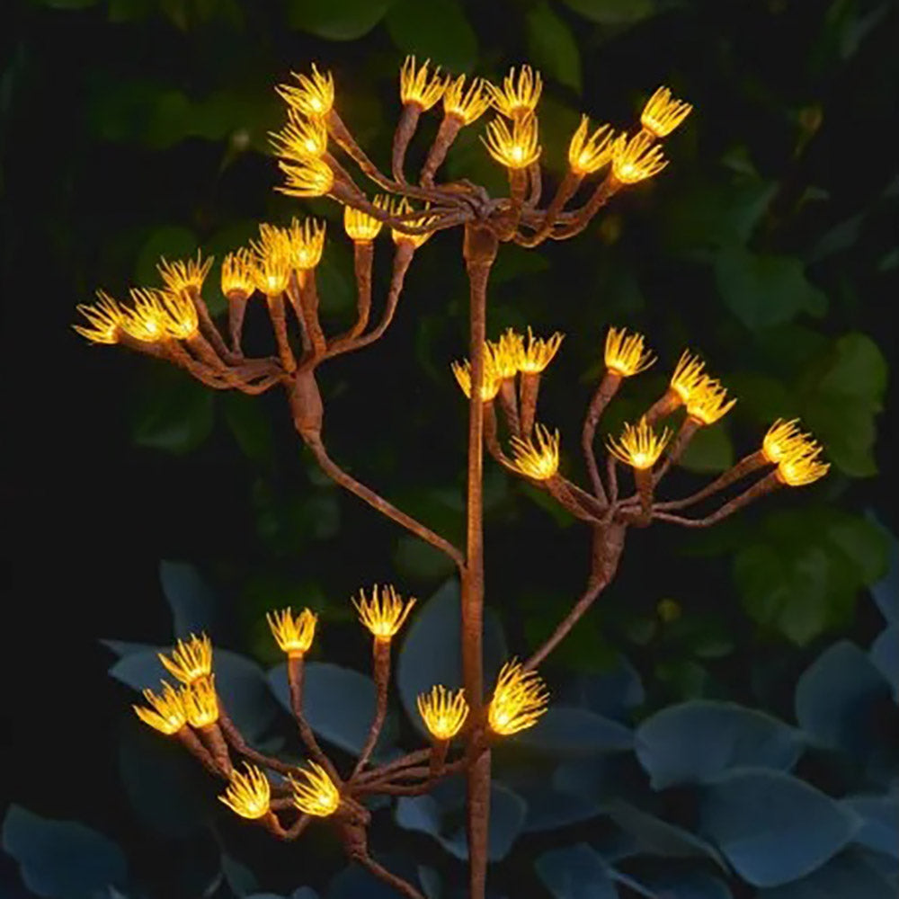 Solar powered LED fennel stake light with branches