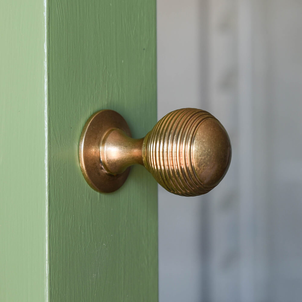 Aged Brass Reeded Beehive Cabinet Knob
