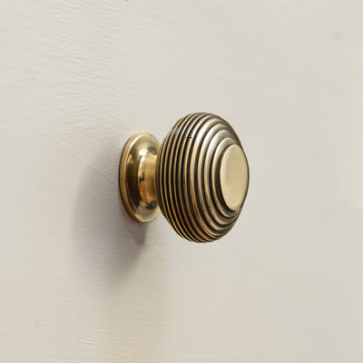 Aged Brass Beehive Cabinet Knob - Large