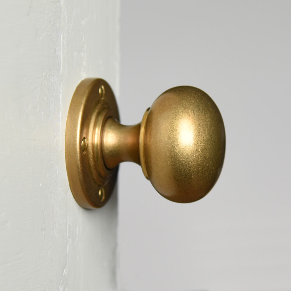 Soft Rounded Handles Round door handles - Mushroom door knobs - Aged brass door knobs