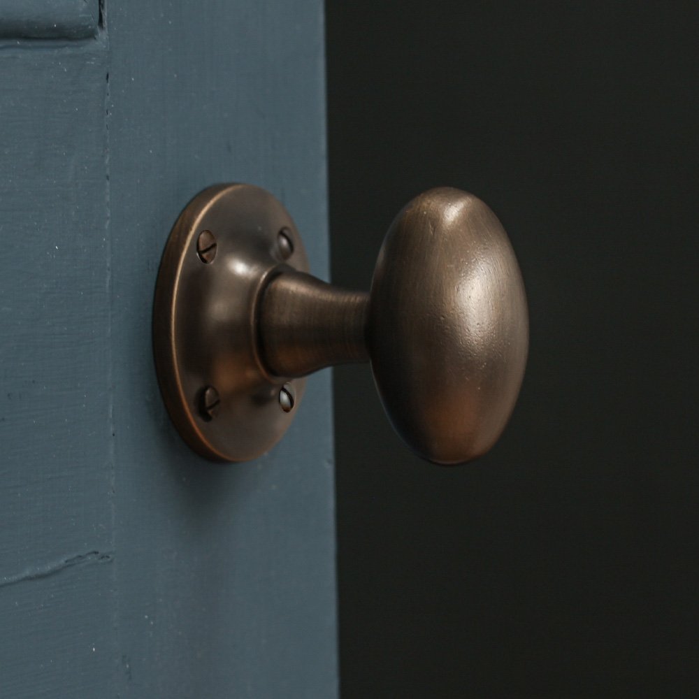 Antique brass door handles - Oval door knobs - Rim lock handles