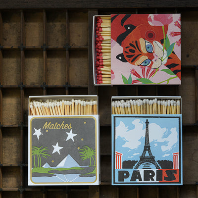 Luxury Box of Large Matches - Around the World shown open with matches