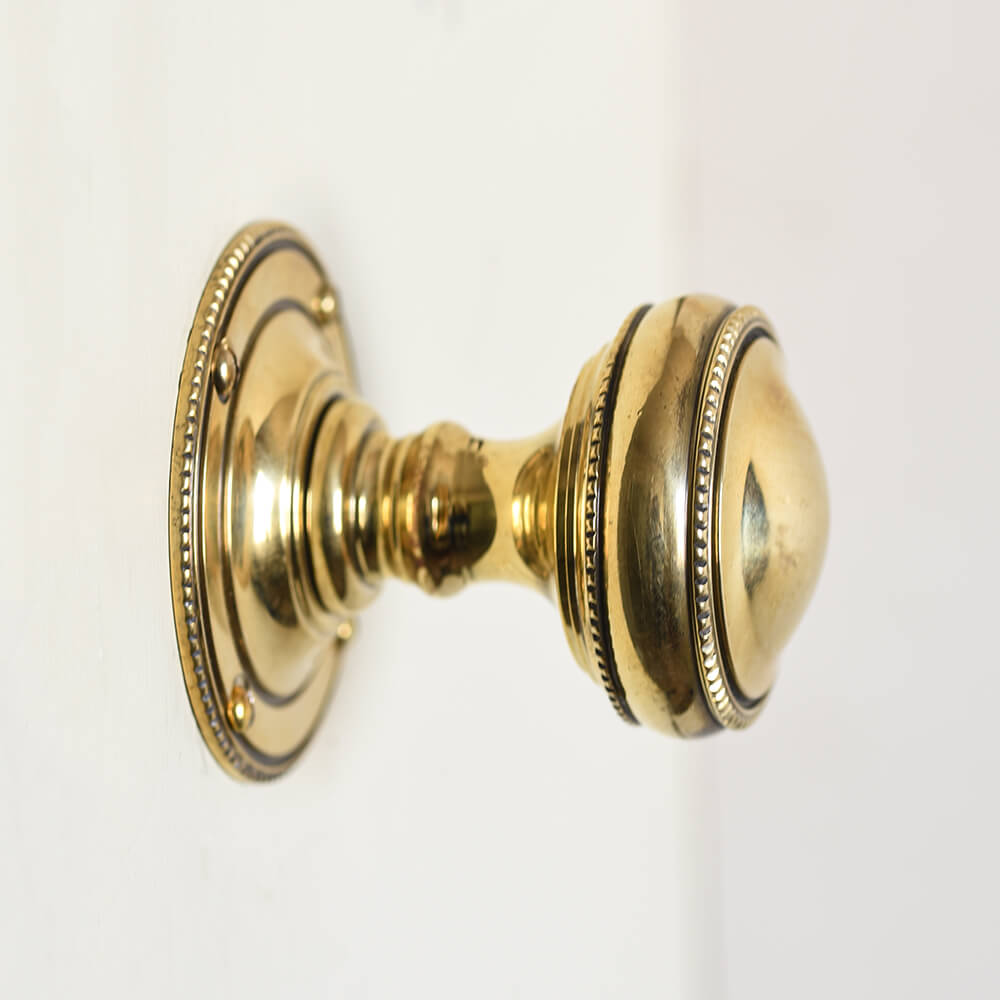 Brass Regency Beaded Edge Door Knobs profile view