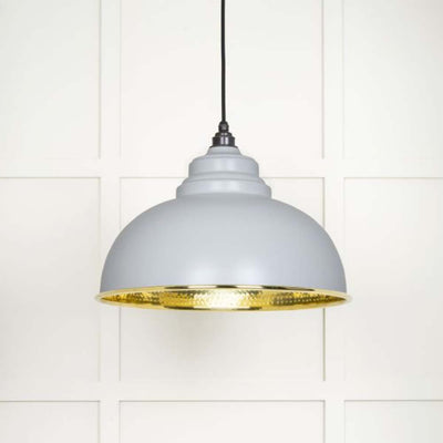 Birch and hammered brass domed pendant light