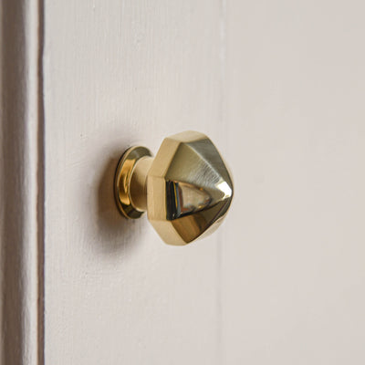 Brass pointed octagonal cabinet knob