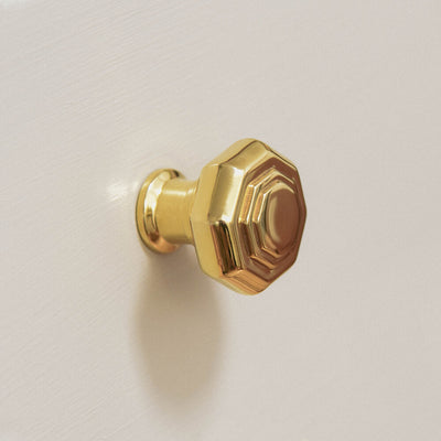 Polished Brass Flat Octagonal Cabinet Knob