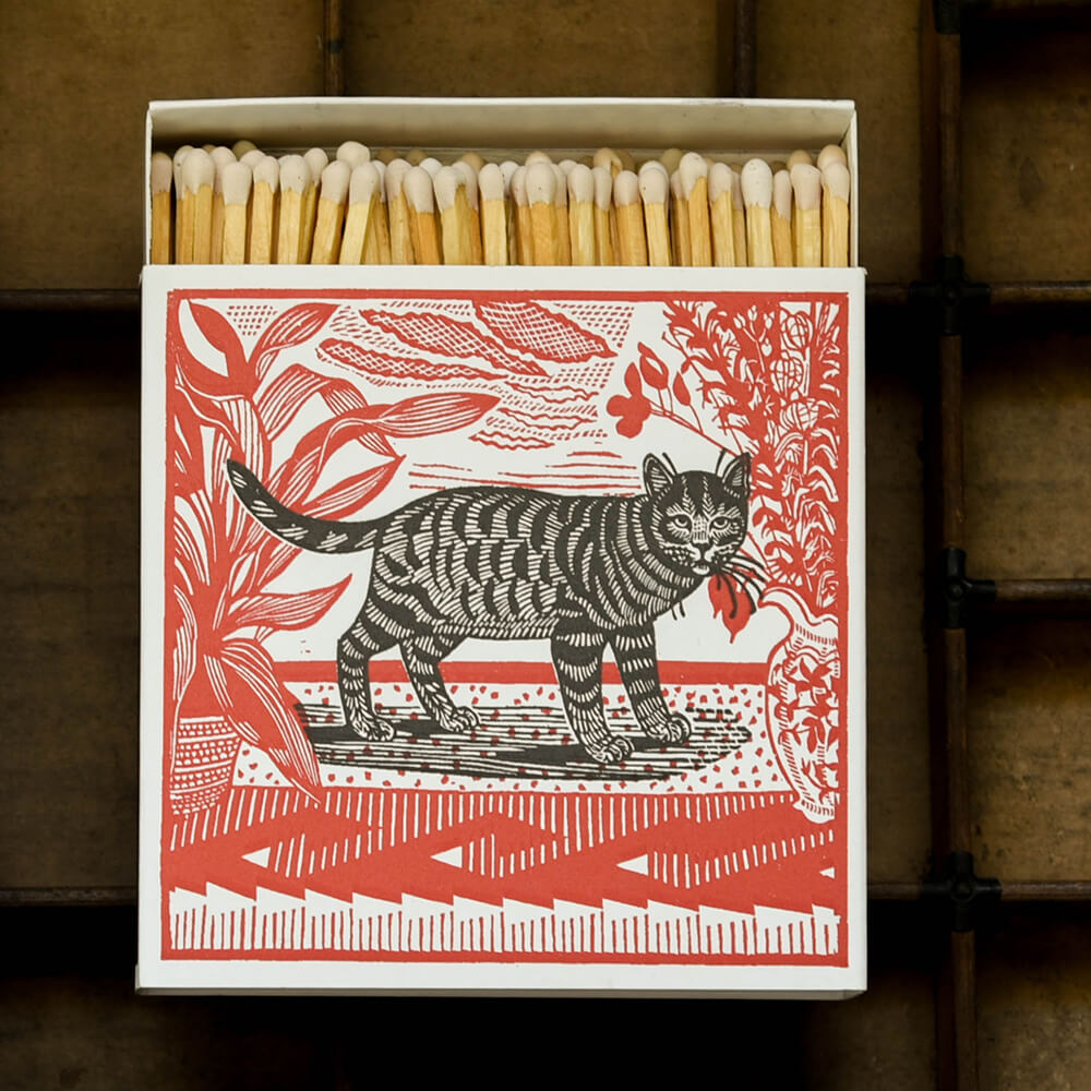 Beautiful Cat Illustration on luxury match box