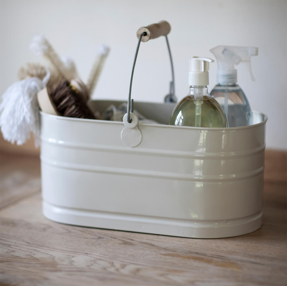 Chalk Utility Bucket seen filled with cleaning products
