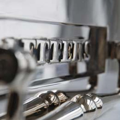 Classic nickel letters letterplate close up