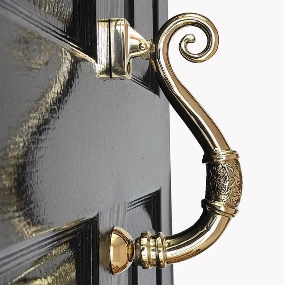 Brass Classic Victorian Door Knocker on black door