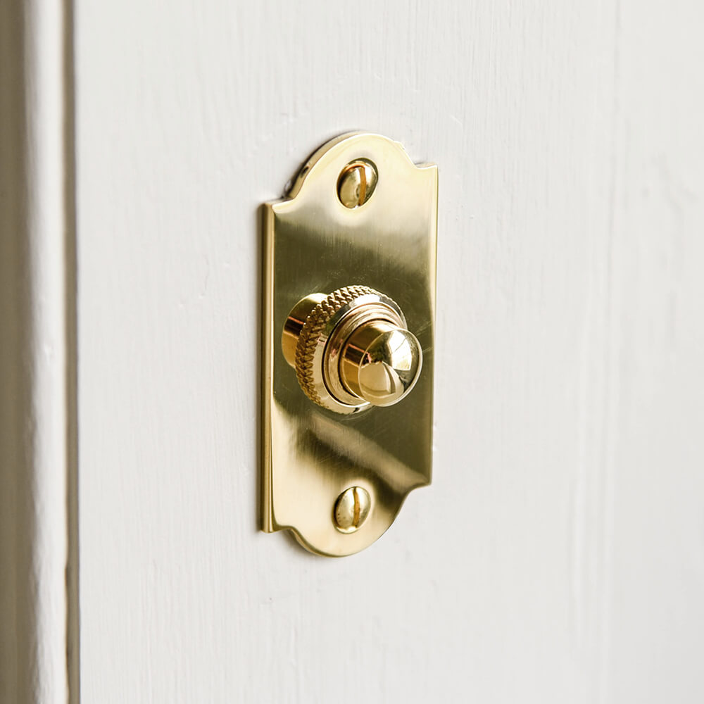 Polished Brass bell push with curved edges