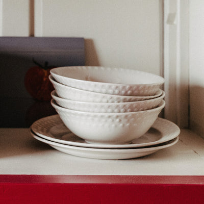 Pile of bowls in cabinet