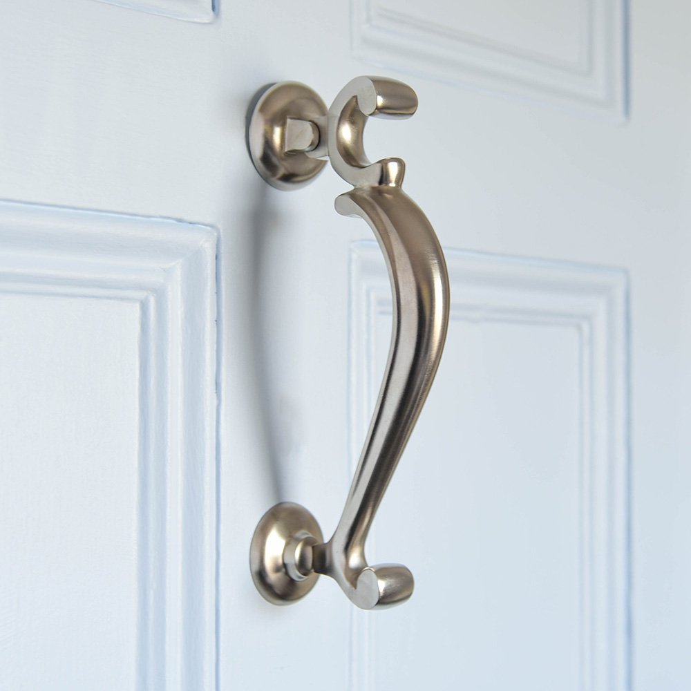 Extra large traditional door knocker with satin silver finish