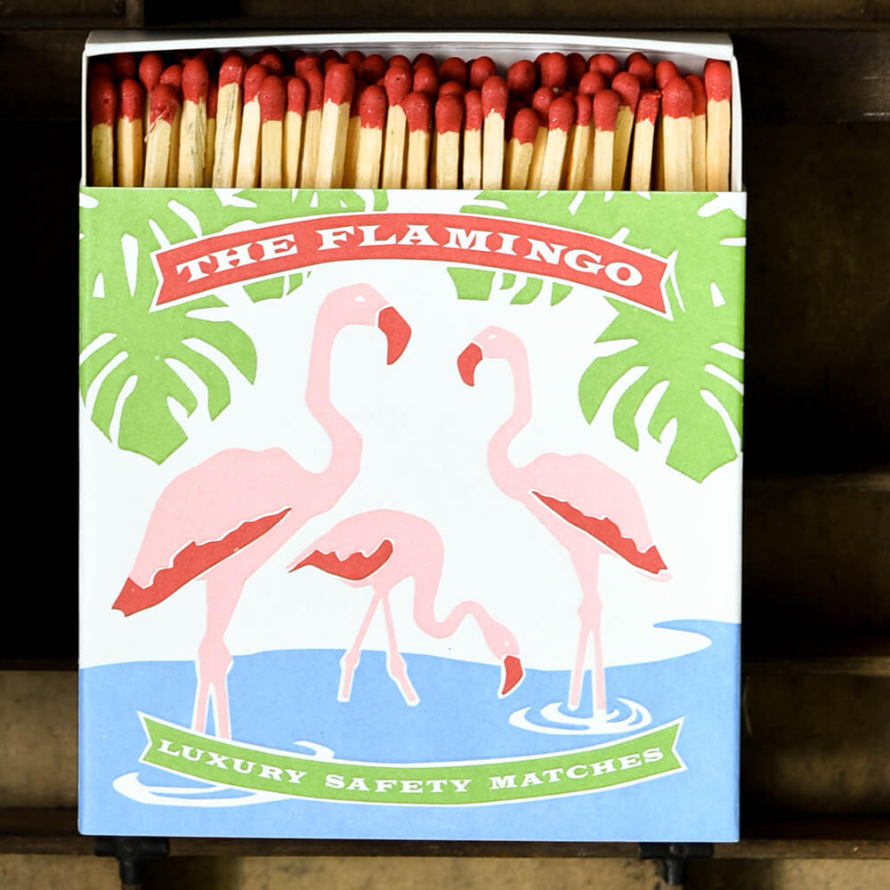 The flamingos design on match box
