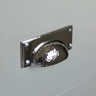 Polished Nickel Hammered Hooded Drawer Pull