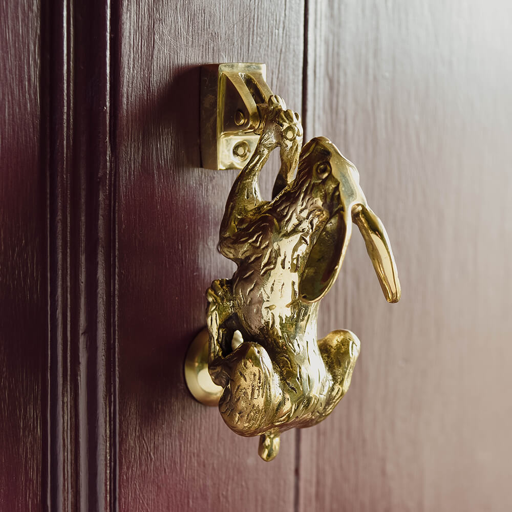 Rabbit Knocker Hare door knocker - Rabbit door knocker - Antique brass