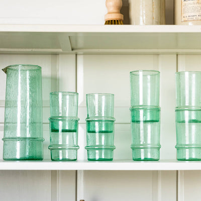 Kaneti Green Bubble Carafe and glasses in different sizes