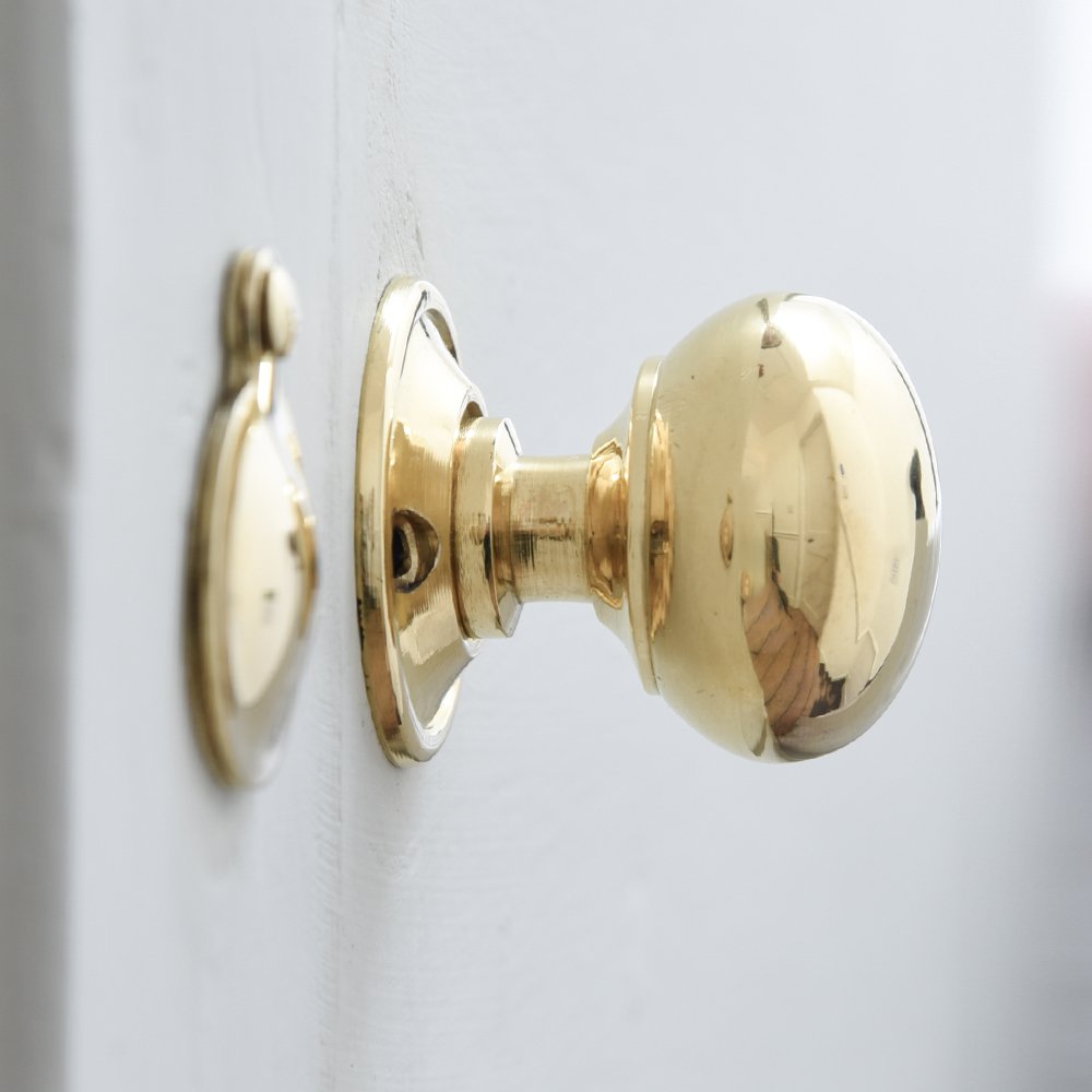 Large brass cottage bun door knob
