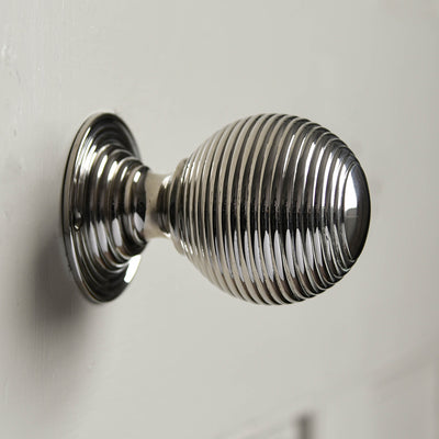 Large nickel beehive door knob