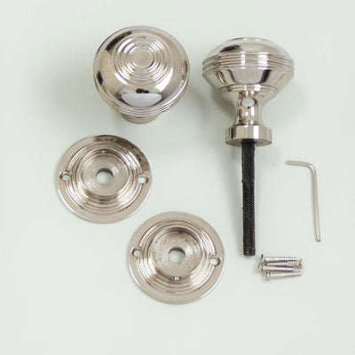 Large nickel bloxwich door knobs with fittings