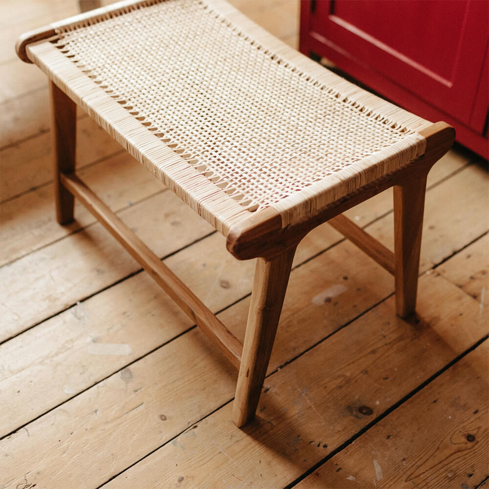 Footstools Rattan footstool - Wooden footstool - Acacia wood footstool