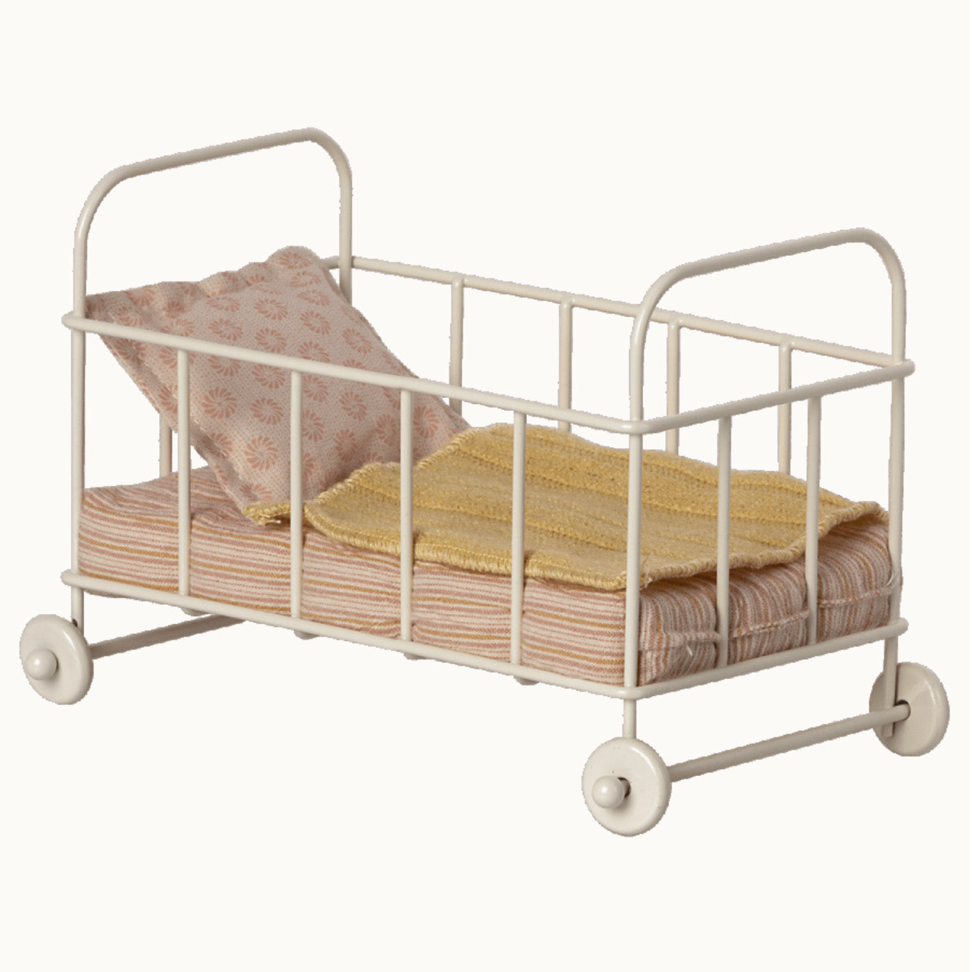 Maileg micro cot bed with mattress, pillow and blanket