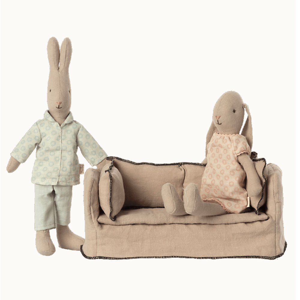 Maileg-miniature-couch-with-maileg-bunnies