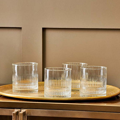 Set of 4 etched clear glass tumblers