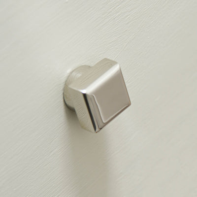 Polished Nickel Pillow Cabinet Knob on drawer front