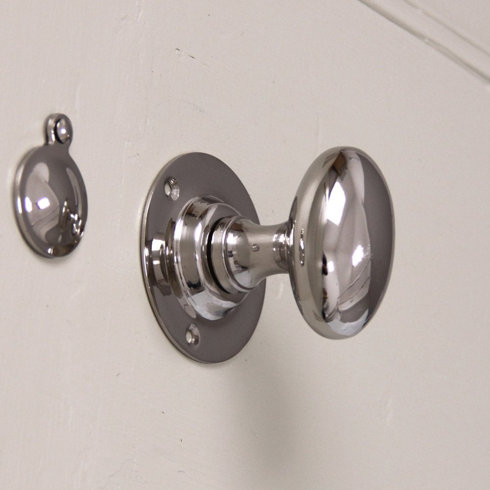 Polished nickel oval door knobs