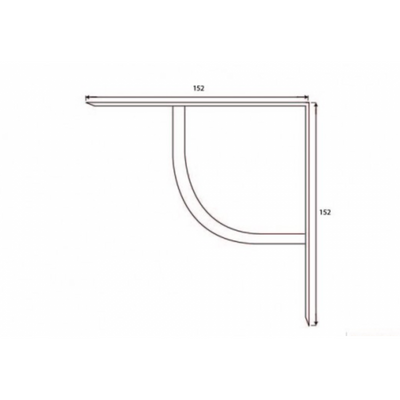 A schematic plan of a plain shelf bracket with dimensions
