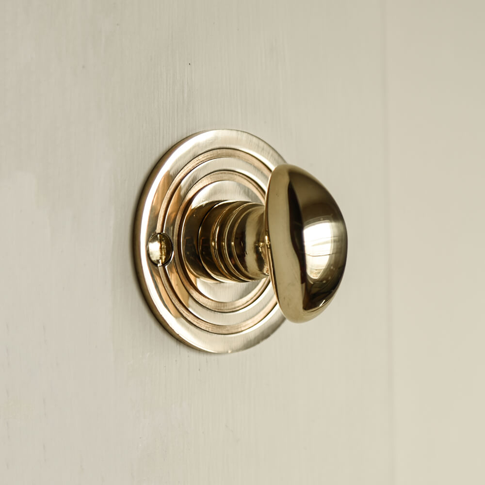 Brass Round Bathroom Thumbturn with oval knob