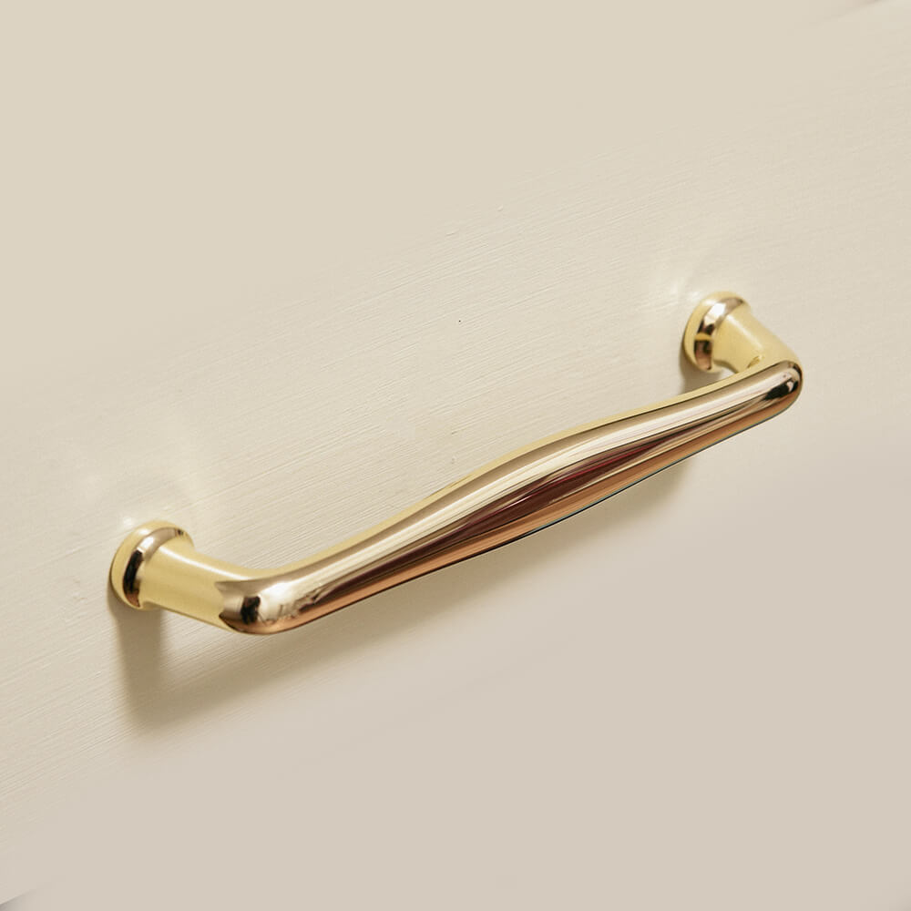 Polished Brass Elegance Pull Handle on cream drawer front