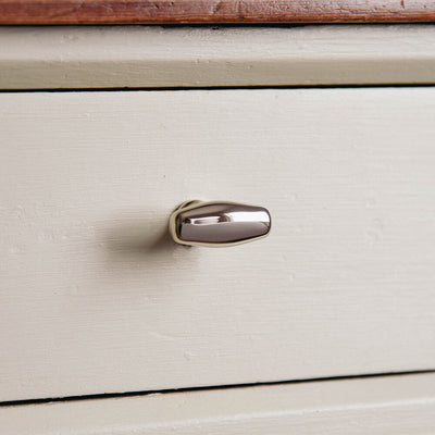 Polished nickel elegance cupboard knob seen from the front
