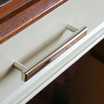 Polished Nickel Pillow Pull Handle on drawers