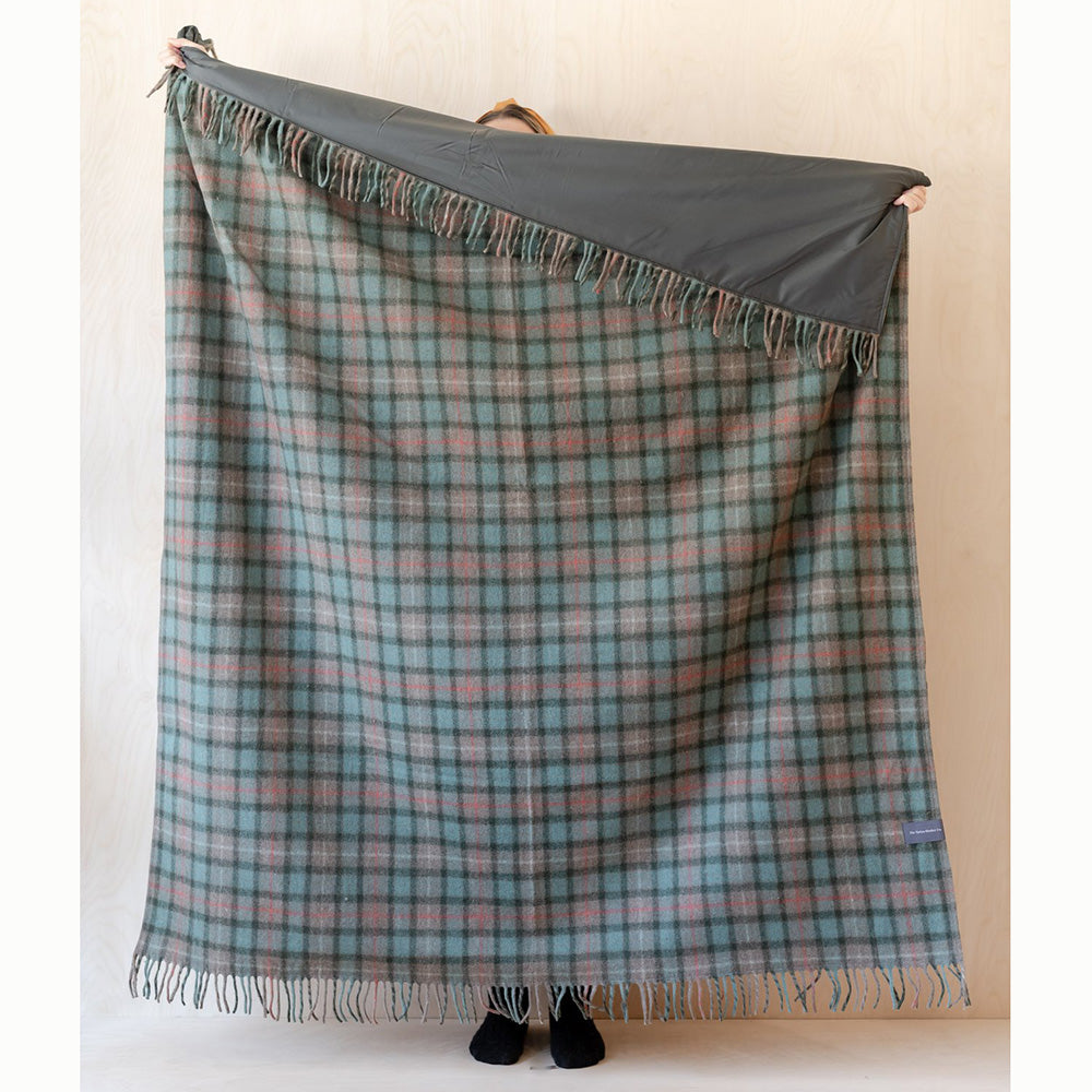 Recycled wool waterproof picnic blanket fraser hunting weathered tartan