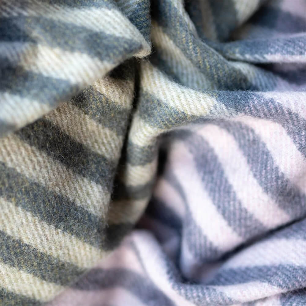 Recycled Wool Knee Blanket in Blush Linear Check detail