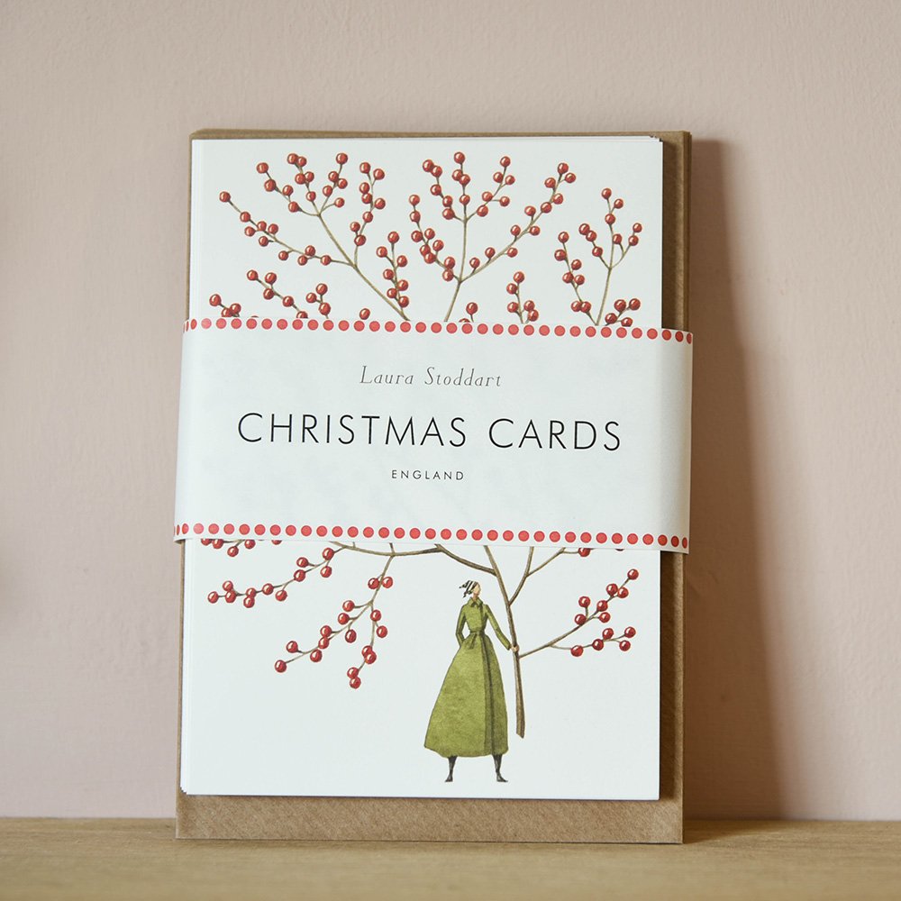 Red berries christmas cards pack of 5