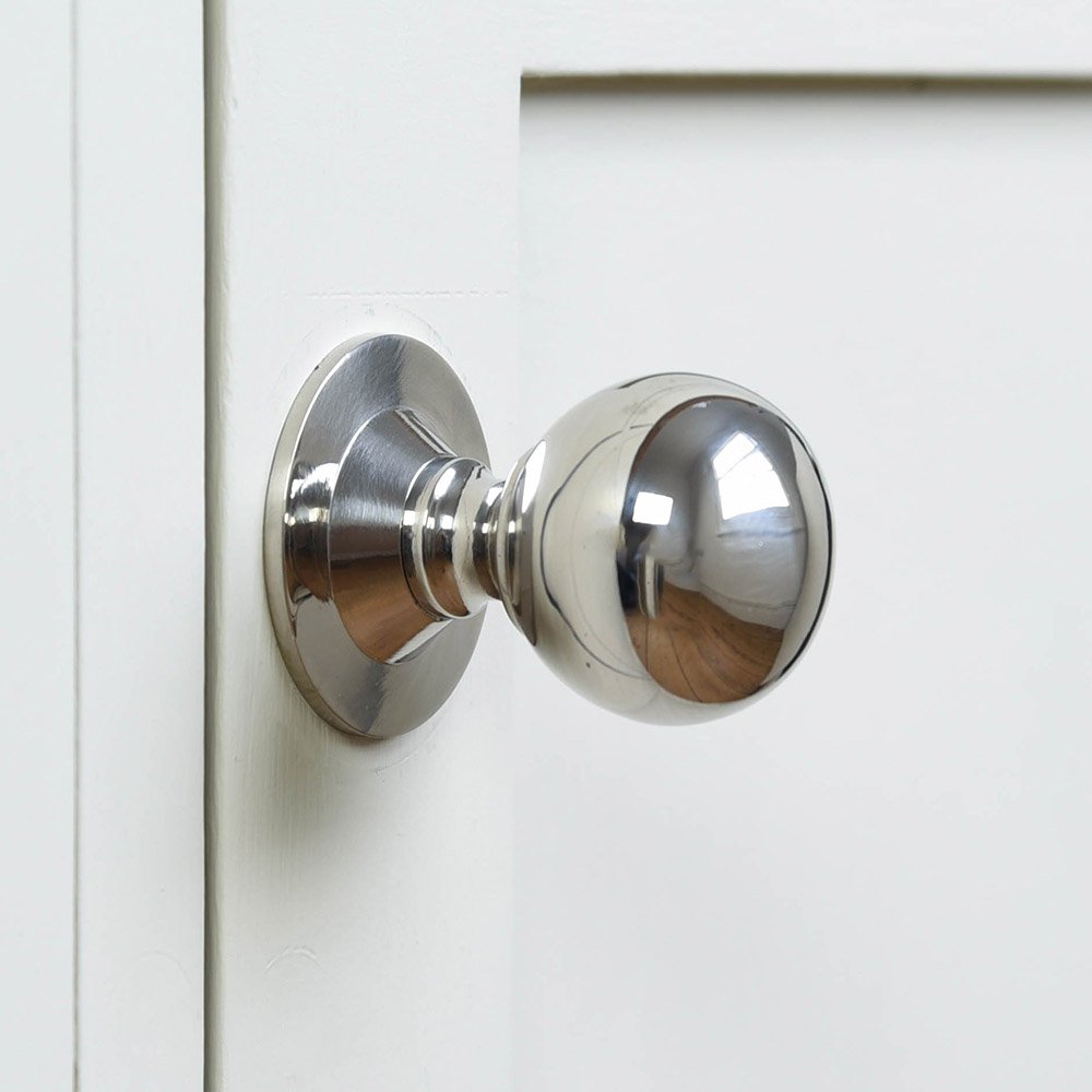 Round ball cabinet knob in polished nickel
