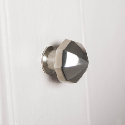Brushed nickel pointed octagonal cabinet knob