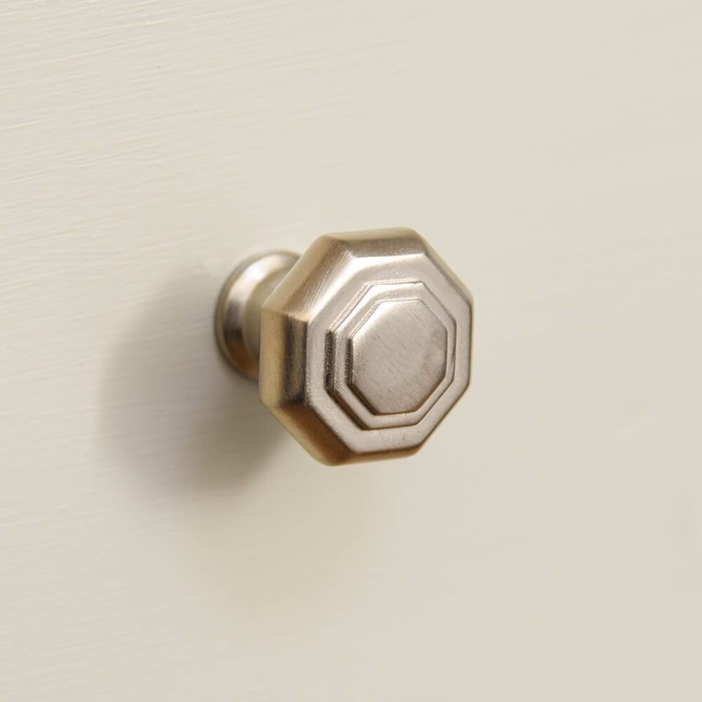 Satin Nickel Flat Octagonal Cabinet Knob from the front