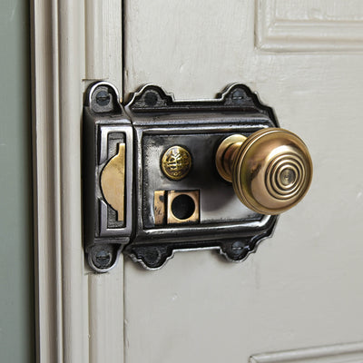 Victorian cast iron rim latch with bloxwich door knob