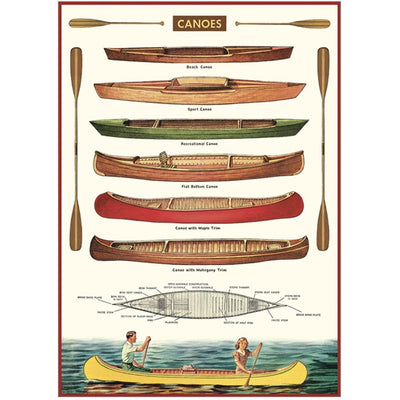 Vintage illustrations of Canoes