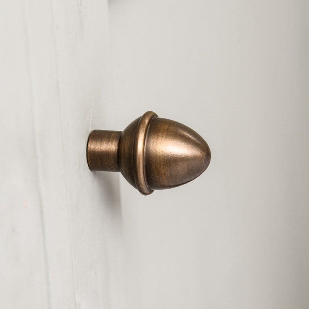 Acorn Shaped Cabinet Knob in Distressed Antique Brass