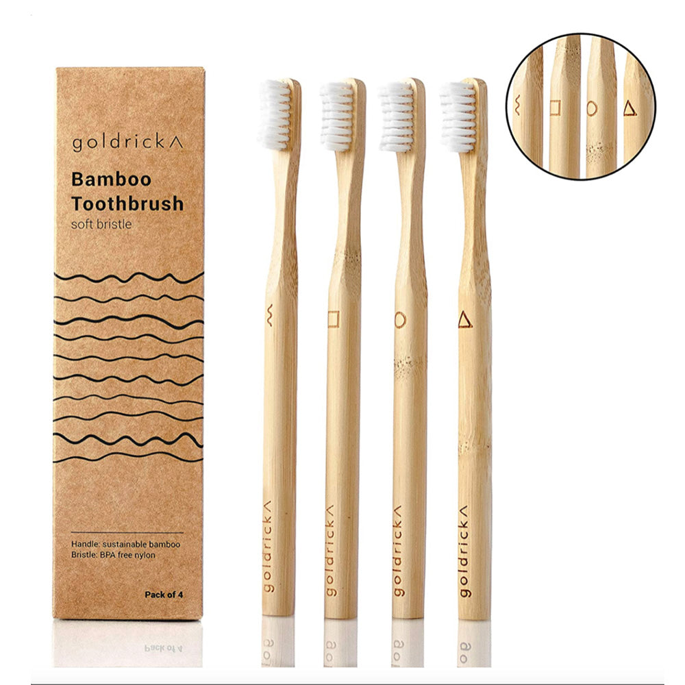 bamboo toothbrush set complete with recyclable packaging