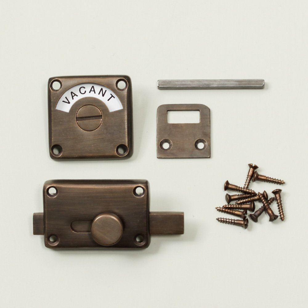 Components of Vacant Engaged Lock in Distressed Antique Brass.